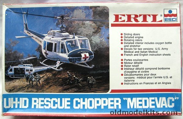 ESCI 1/48 Bell UH-1D Rescue Chopper 'Medevac' - US Army Brooke Army Medical Center 16478 / Italian Air Force AB-205 Esercito Italiano 1 Reparto Elicotteri C.A.A.L.E. Viterbo, 8218 plastic model kit